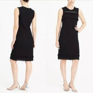 J. Crew Holiday Fancy Fringe Black Knit Sweater A Line Midi Tank Dress S